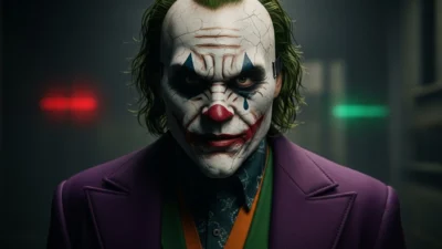 the joker wearing mask